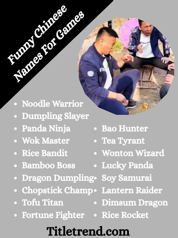 Funny Chinese Names For Games