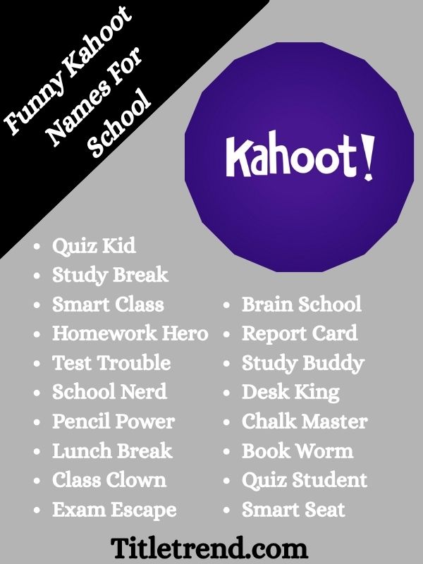 Funny Kahoot Names For School 